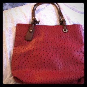 Scarleton Red Ostrich Vegan XL Tote